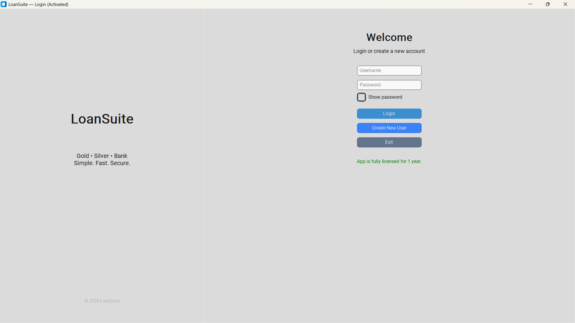 LoanSuite Login Page
